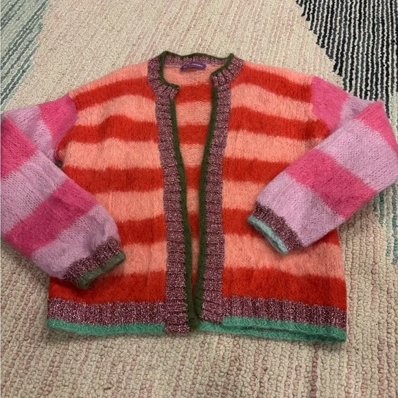 Striped Pink and Orange Cardigan - Picture 3 of 8